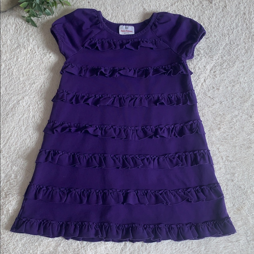Hanna Andersson Purple Ruffle Dress 110 EUC Short
Sleeves 5/6